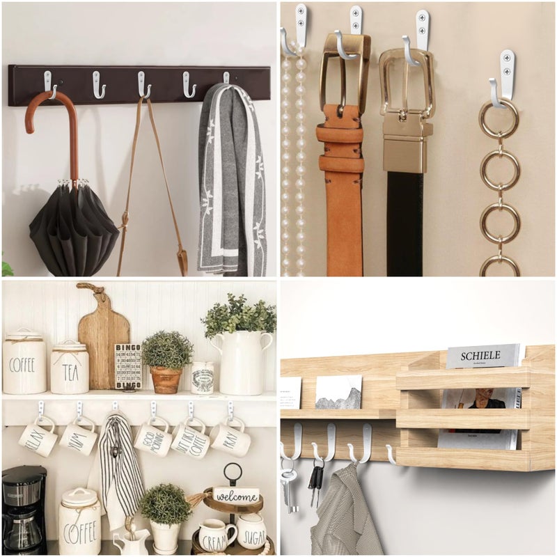 BREYDROK Hook for Hanging - 20PCS Hook for Hanging  Wall Hooks for Coats  Heavy Duty Single Prong Wall Hooks with 40 Pieces Screws (White) - Image 4